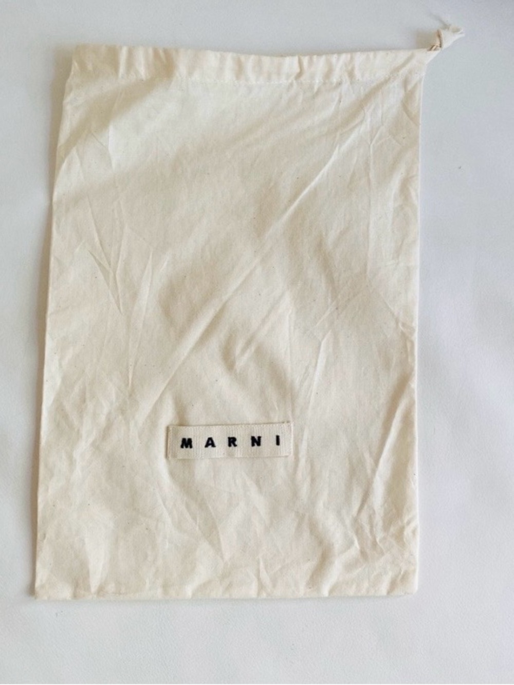 Marni Cream Shoe Bag Drawstring  with Logo Patch